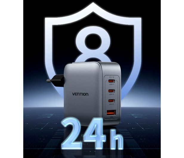 Vention Ładowarka 100W GaN 1x USB-A 3x USB-C + kabel USB-C do USB-C - 1543403 - zdjęcie 2